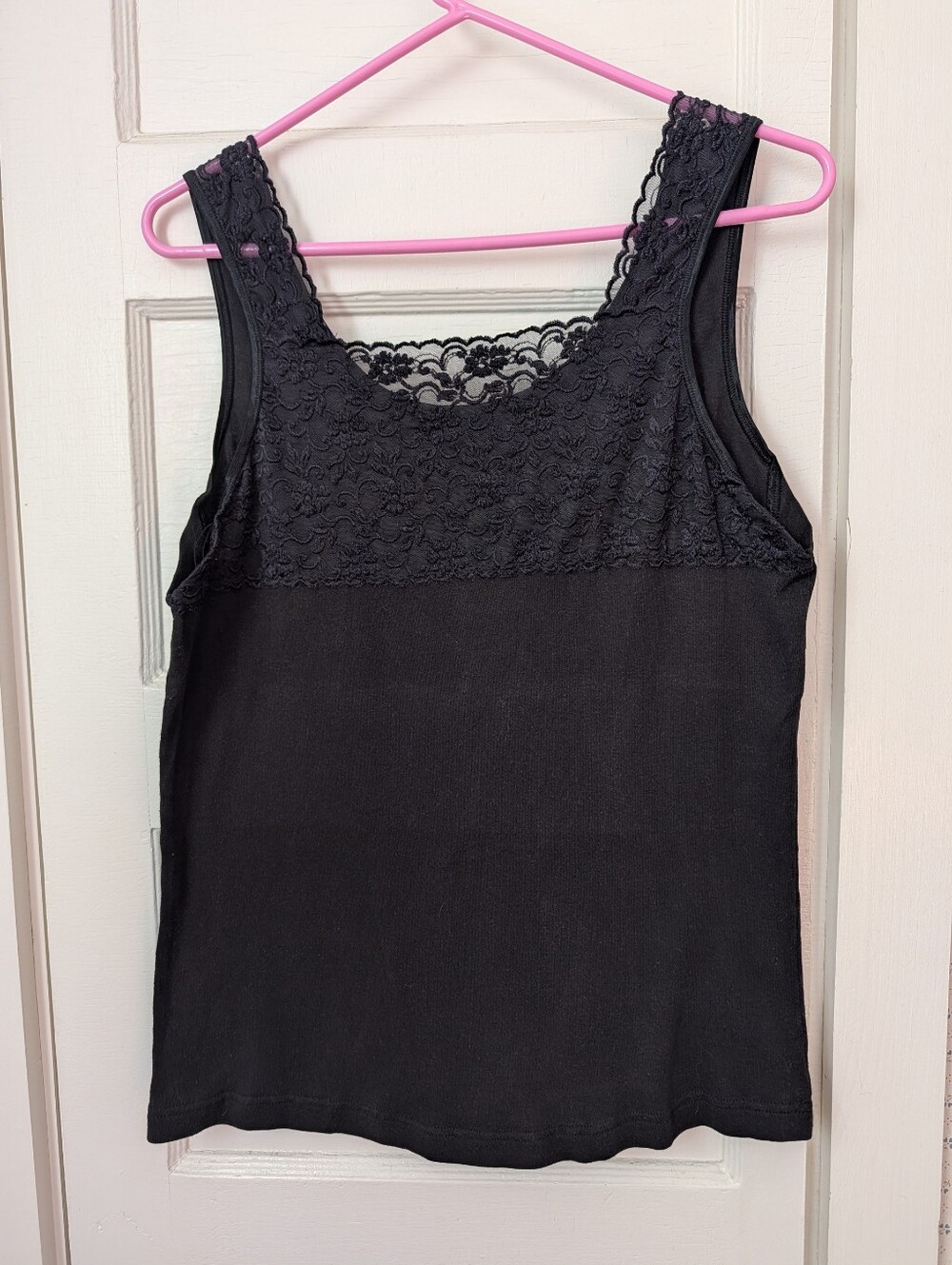🖤 Lace Trim M Tank Top Whimsigoth Night Out  Layer Piece Classic Ageless Sexy